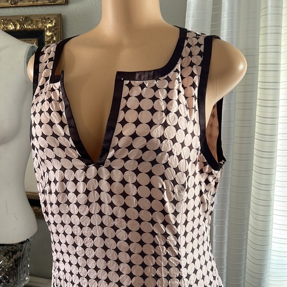 Vertigo Paris silk dress. Pink and brown polka dot. Large. - Picture 2 of 4